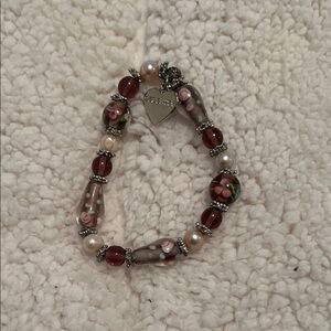 Elegant Pink and Silver Beaded Serenity Bracelet